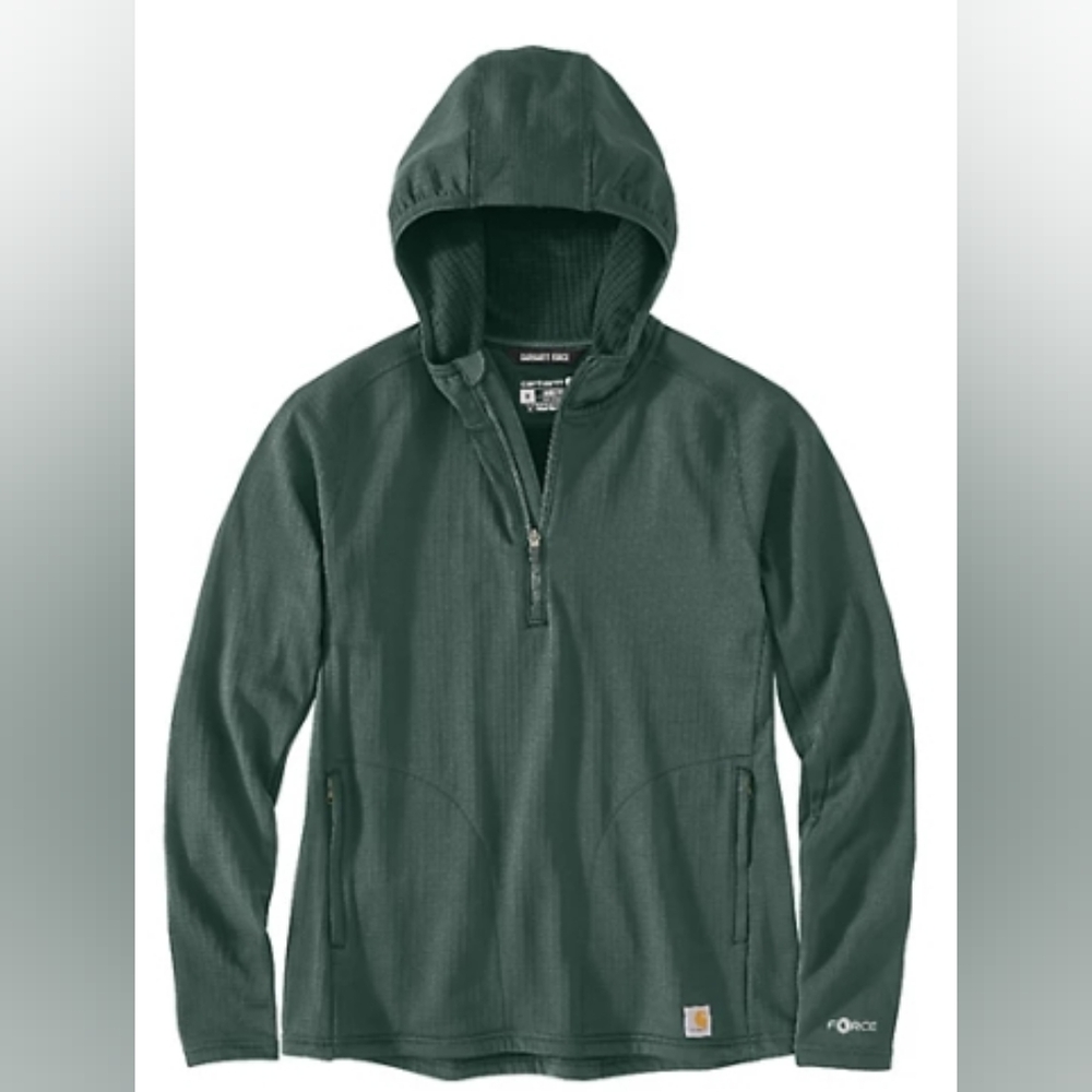 Carhartt Wmn's Force FastDry Relaxed Fit Half-Zip Hooded Work Shirt Size XL $60